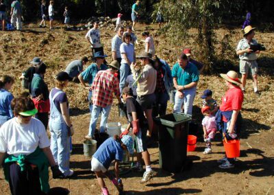 Community event at frog pond Moorhen Flats